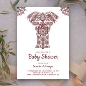 Elegant Brown Henna Indian Elephant Baby Shower Einladung