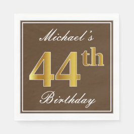 Elegant Brown, Imitate Gold 44. Geburtstag + Name Serviette