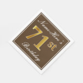 Elegant Brown, Imitate Gold 71. Geburtstag + Name Serviette (Ecke)