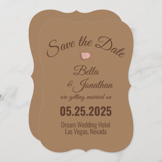 Elegant Brown Ja, wir machen Save the Date Karte (Vorne/Hinten)