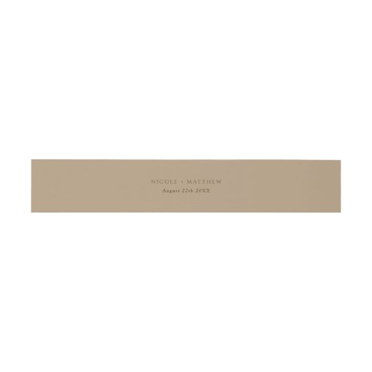Elegant Brown Khaki Personalisiert Wedding Einladungsbanderole (Flach)