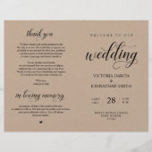 Elegant Brown Kraft, Wed Zeremony Foldable Program (Vorderseite)