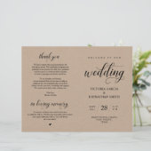 Elegant Brown Kraft, Wed Zeremony Foldable Program (Stehend Vorderseite)