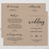 Elegant Brown Kraft, Wed Zeremony Foldable Program (Vorne/Hinten)
