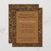 Elegant Brown Leafy Erntedank RSVP Karte (Vorne/Hinten)