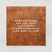 Elegant Brown Leather Quadratische Visitenkarte (Rückseite)