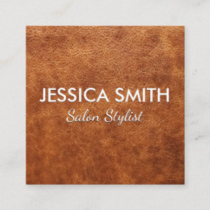 Elegant Brown Leather Quadratische Visitenkarte