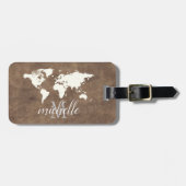 Elegant Brown Leather Travel World - Map Airplane Gepäckanhänger (Vorderseite horizontal)