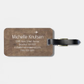 Elegant Brown Leather Travel World - Map Airplane Gepäckanhänger (Rückseite horizontal)