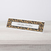 Elegant Brown Leopard Spots Wild Animal Glam Schreibtischnamensplakette (Vorderseite )