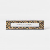 Elegant Brown Leopard Spots Wild Animal Glam Schreibtischnamensplakette (Vorderseite )