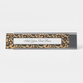 Elegant Brown Leopard Spots Wild Animal Glam Schreibtischnamensplakette (Vorderseite )