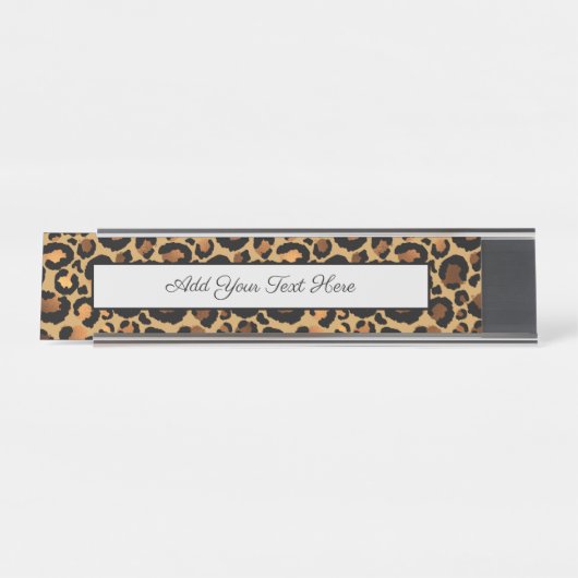 Elegant Brown Leopard Spots Wild Animal Glam Schreibtischnamensplakette (Vorderseite )