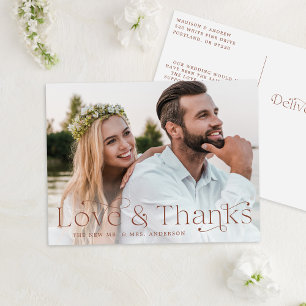 Elegant Brown Liebe und vielen Dank für Ihre Hochz Postkarte