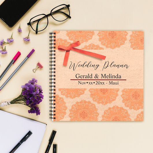 Elegant Brown Mandala Wedding Planner Notizblock