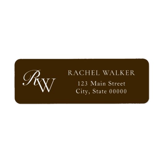 Elegant Brown Monogram Return Address (Vorne)