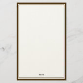 Elegant Brown Monogram Two Border Briefpapier (Rückseite)