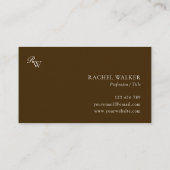 Elegant Brown Monogram Visitenkarte (Rückseite)