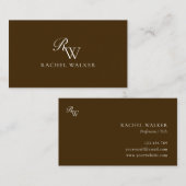 Elegant Brown Monogram Visitenkarte (Vorne/Hinten)