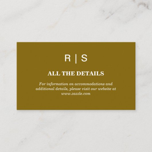 Elegant Brown Monogram Wedding Enclosure Card Begleitkarte (Vorderseite)