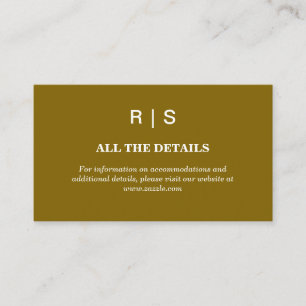 Elegant Brown Monogram Wedding Enclosure Card Begleitkarte