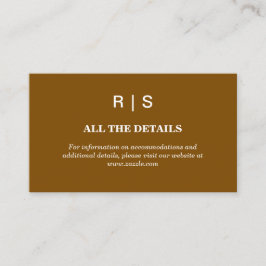 Elegant Brown Monogram Wedding Enclosure Card Begleitkarte