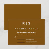 Elegant Brown Monogram Wedding RSVP Card Karte (Vorne/Hinten)