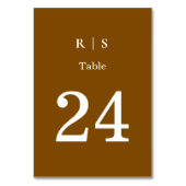 Elegant Brown Monogram Wedding Tischnummer Card (Vorderseite)
