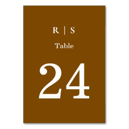 Elegant Brown Monogram Wedding Tischnummer Card