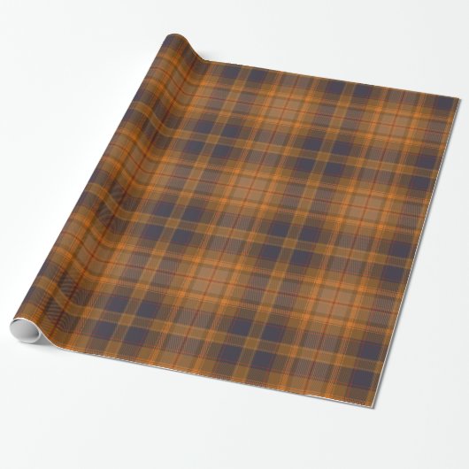 Elegant Brown | Orange | Blue Kariert Checked Geschenkpapier (Ungerollt)