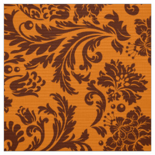Elegant Brown & Orange Floral Damasks Stoff