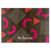 Elegant Brown Orange Geometric Personalized Name Schneidebrett (Vorderseite)