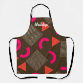 Elegant Brown Orange Geometric Personalized Name Schürze (Vorderseite)