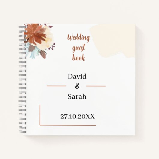 Elegant Brown Personalisiert Wedding Guest Notizblock (Vorderseite)