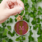 Elegant Brown Pink Glitter Monogram Keychain Schlüsselanhänger (Hand)
