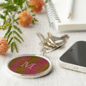 Elegant Brown Pink Glitter Monogram Keychain Schlüsselanhänger (Seite)