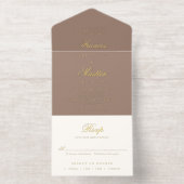 Elegant Brown Romantic Wedding All-in-One-Einladung (Innenseite)