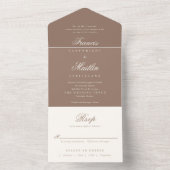 Elegant Brown Romantic Wedding All In One Einladung (Innen Boden)