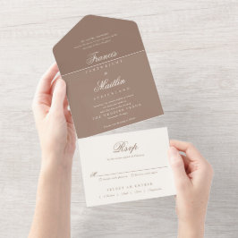 Elegant Brown Romantic Wedding All In One Einladung