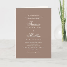 Elegant Brown Romantic Wedding Einladung