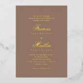 Elegant Brown Romantic Wedding Folieneinladung (Vorderseite)