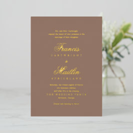 Elegant Brown Romantic Wedding Folieneinladung