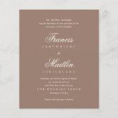 Elegant Brown Romantic Wedding Invitation (Vorderseite)