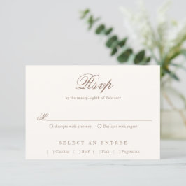 Elegant Brown Romantic Wedding RSVP Karte