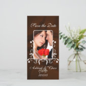 Elegant Brown Satin Rette das DateYour-Foto Save The Date (Stehend Vorderseite)