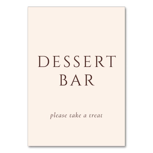Elegant Brown Script Dessert Bar Tischnummer (Rückseite)