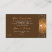 Elegant Brown Squiggles Sparkle Diamonds Monogram Visitenkarte (Rückseite)