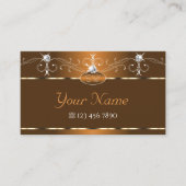 Elegant Brown Squiggles Sparkle Diamonds Monogram Visitenkarte (Vorderseite)