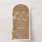 Elegant Brown Sugar Monogram QR-Codearchhochzeit All In One Einladung (Innen Boden)