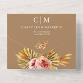 Elegant Brown Sugar Monogram QR-Codearchhochzeit All In One Einladung (Rückseite)